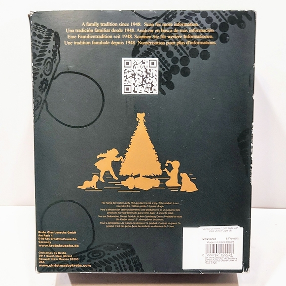 Krebs Christmas Glass Ball Ornaments 8 Pcs  2-5/8" Vanilla Ice Velvet Gold Caps - Picture 6 of 11